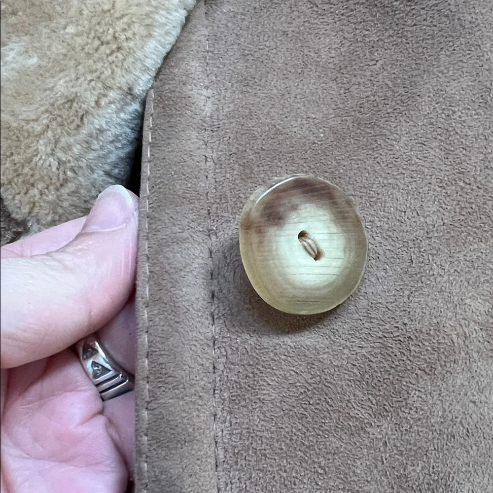 ABERCROMBIE & FITCH Lambskin Suede & Shearling Rancher Jacket Vintage Women's 14 - Picture 10 of 15